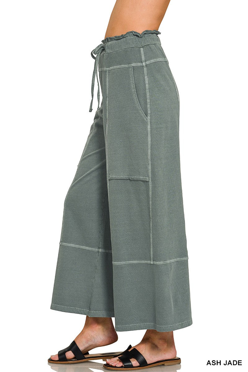 French Terry Exposed Seam Wideleg Pant