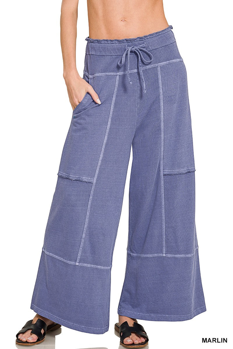 French Terry Exposed Seam Wideleg Pant
