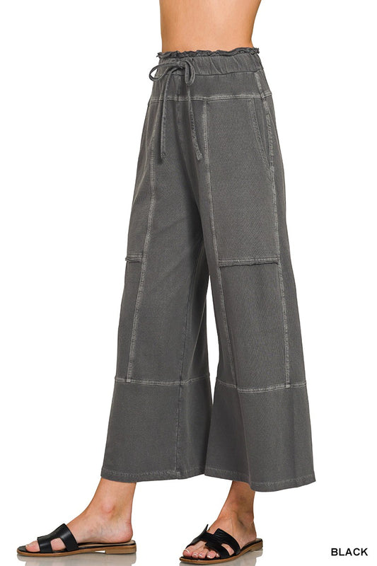 French Terry Exposed Seam Wideleg Pant