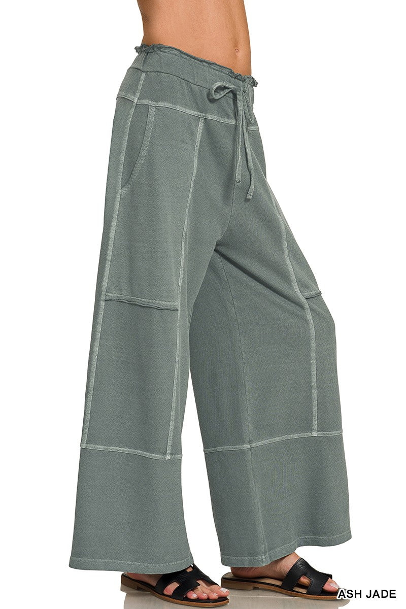 French Terry Exposed Seam Wideleg Pant