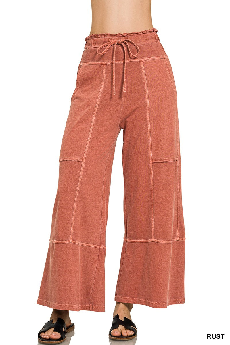 French Terry Exposed Seam Wideleg Pant