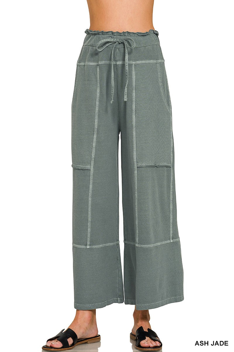 French Terry Exposed Seam Wideleg Pant