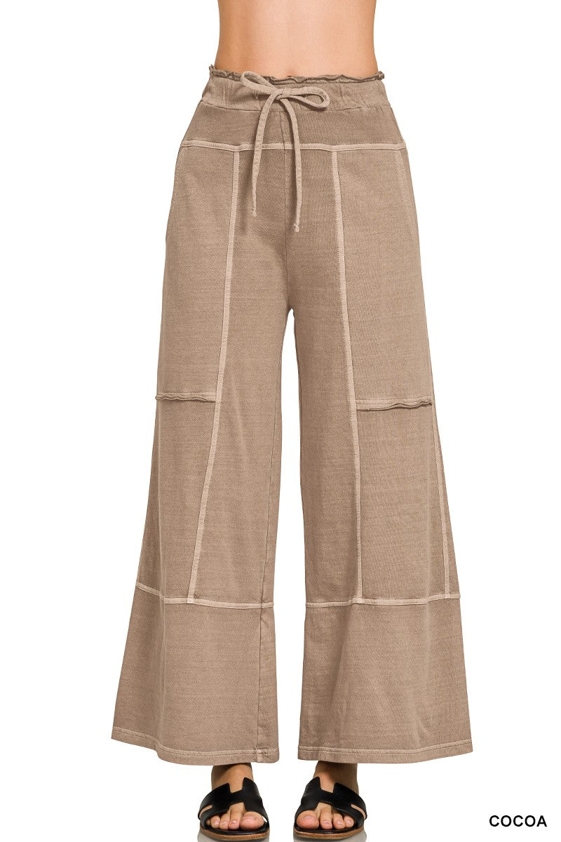 French Terry Exposed Seam Wideleg Pant