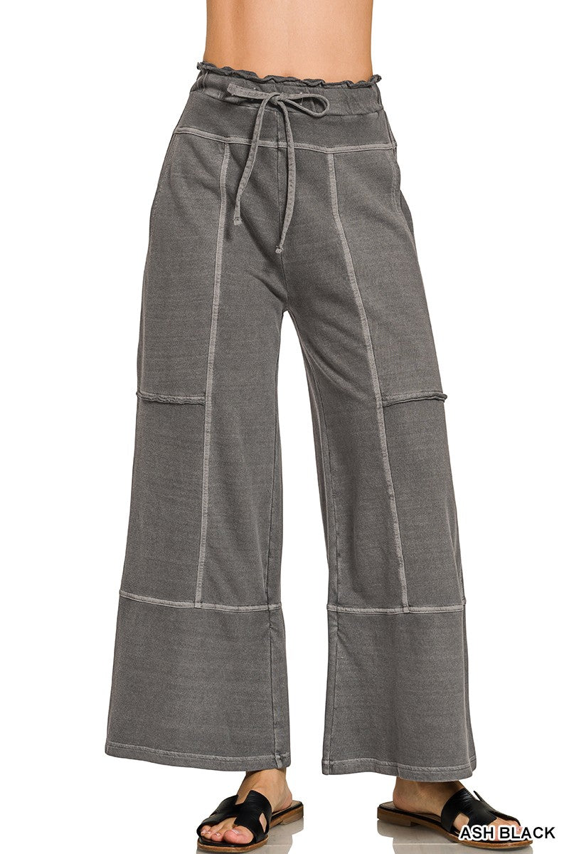 French Terry Exposed Seam Wideleg Pant