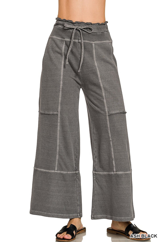 French Terry Exposed Seam Wideleg Pant