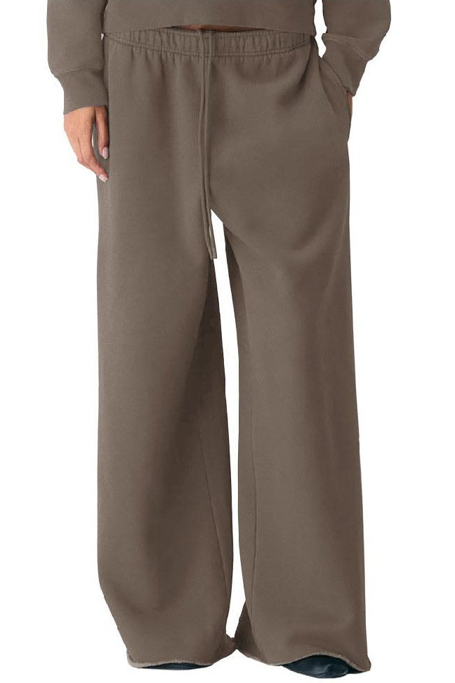 Fleece Oversized Mid Rise Wide Leg Sweatpant