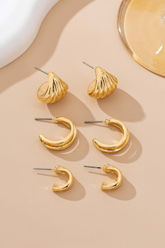 Vintage Inspired Gold Hoop Set