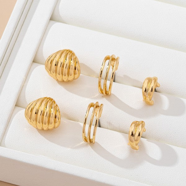 Vintage Inspired Gold Hoop Set