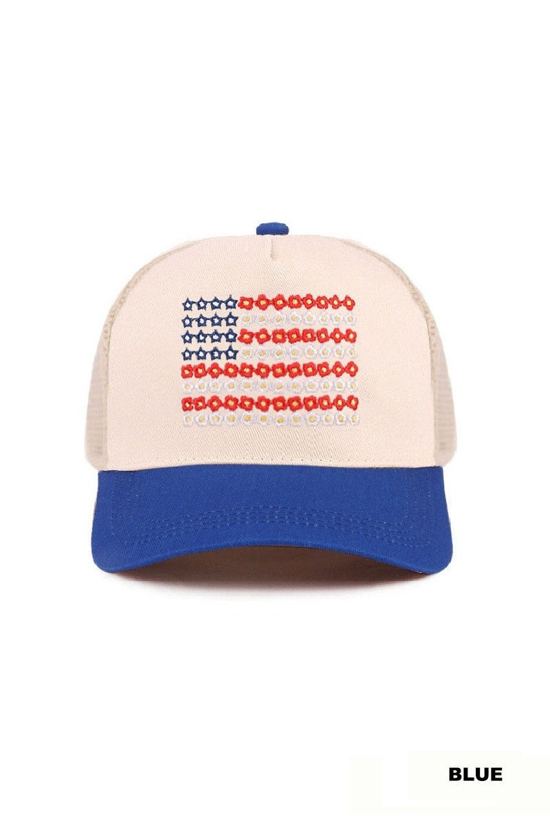 Star Floral American Flag Snapback Hat