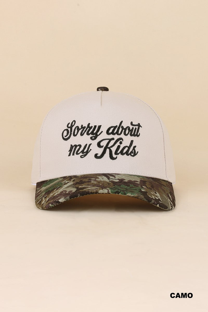 Sorry About My Kids 2 Toned Hat