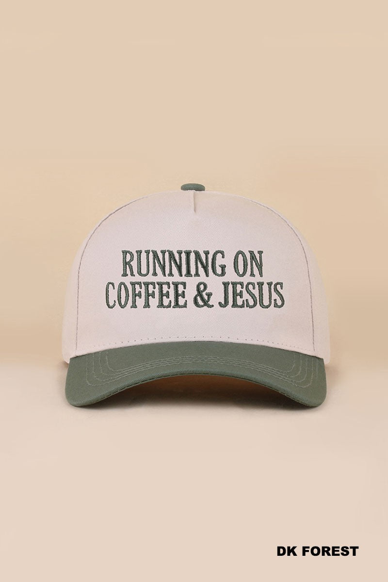 Running on Jesus and Coffee 2 Toned Hat