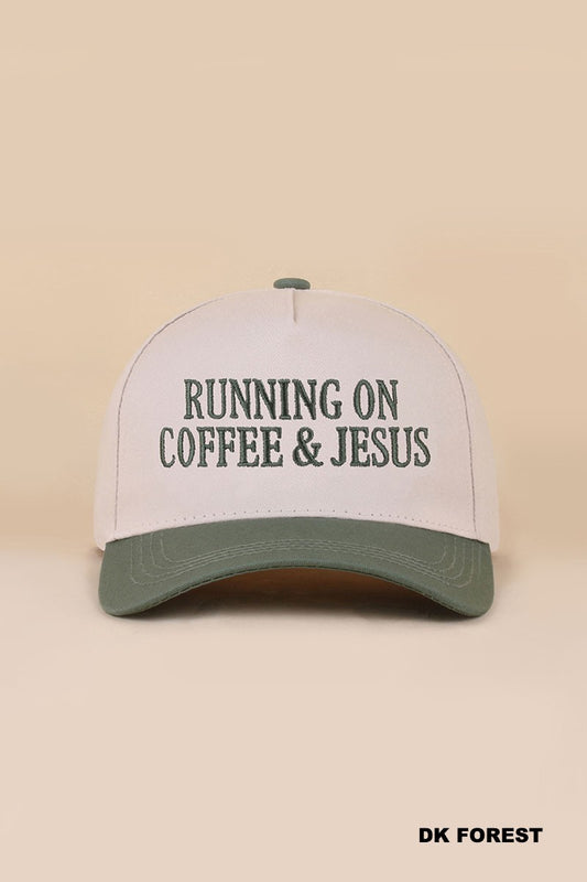 Running on Jesus and Coffee 2 Toned Hat