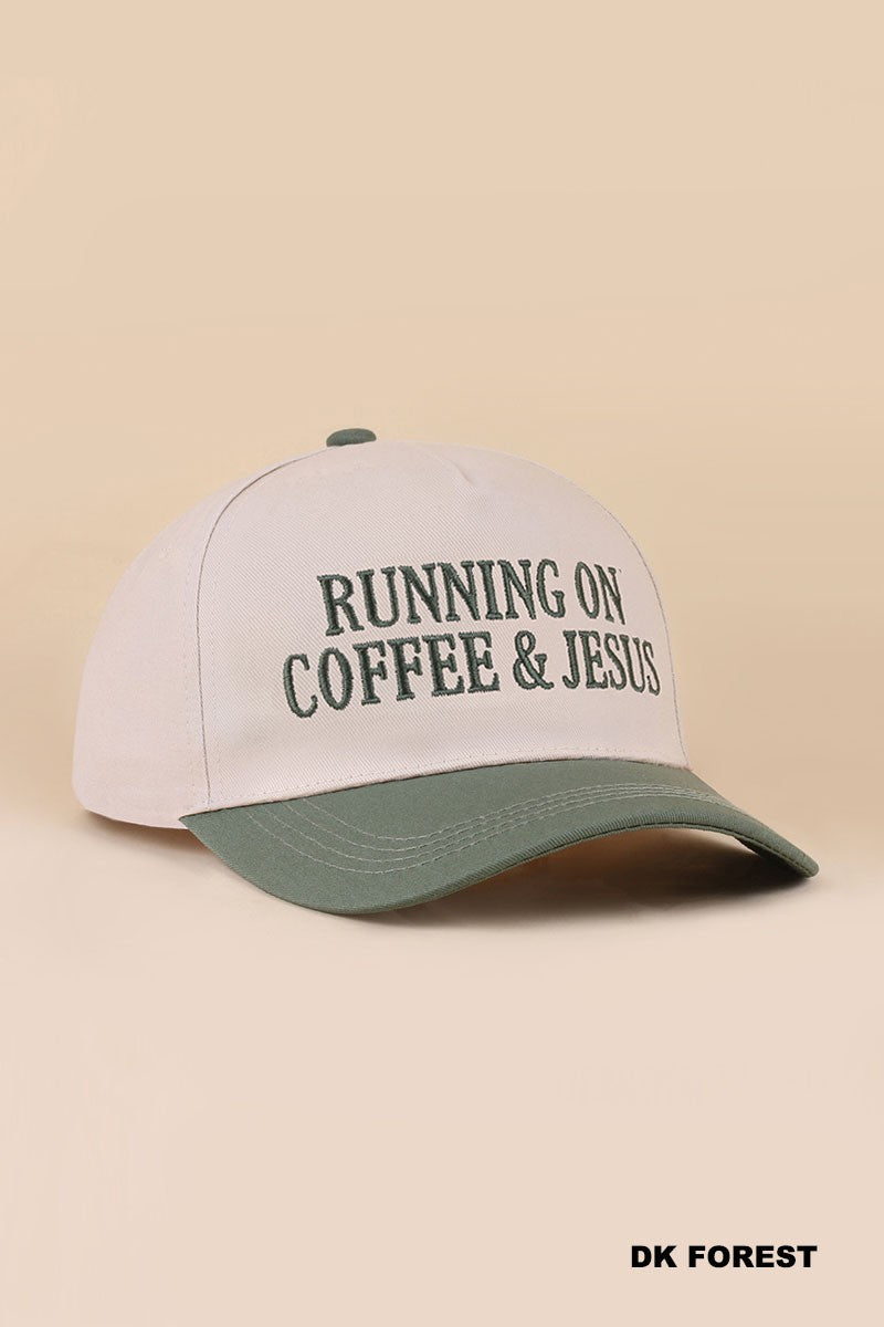 Running on Jesus and Coffee 2 Toned Hat
