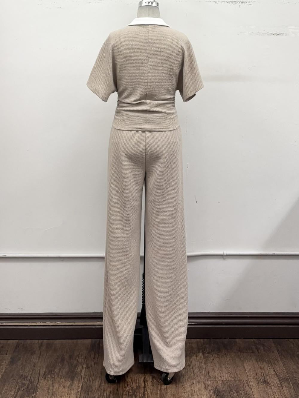 Textured Polo and Lounge Pant Set
