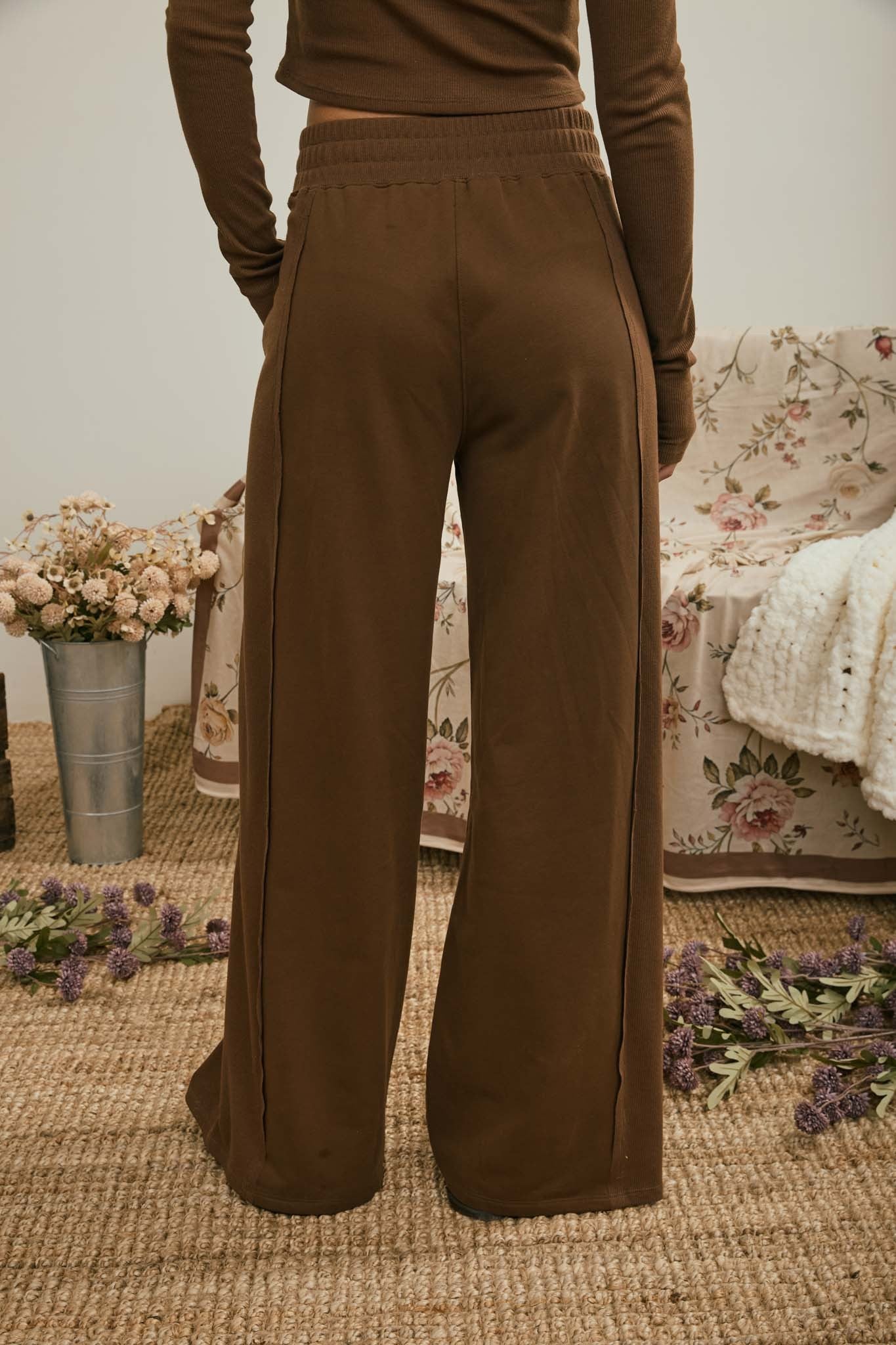 Elastic Waist WIdeleg Side Panel Pant