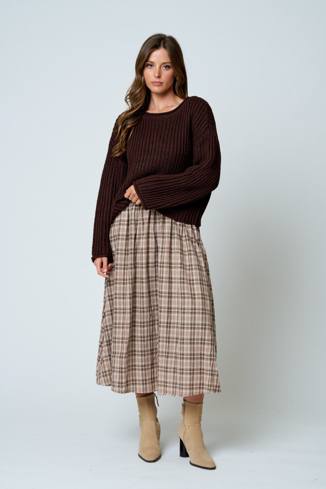 Roll Up Raw Edge Detail Sweater