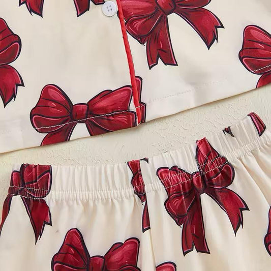 Kids Button Up Bow PJ's with Feathers