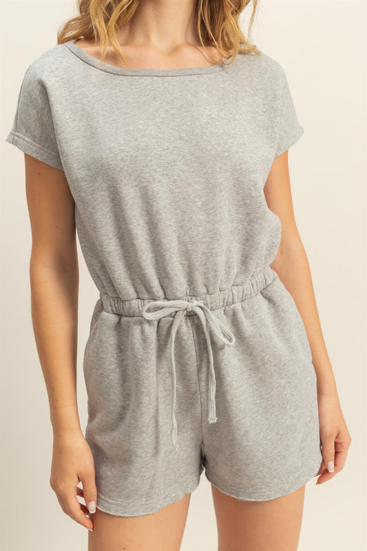 Cap Sleeve Drawstring Waist Romper
