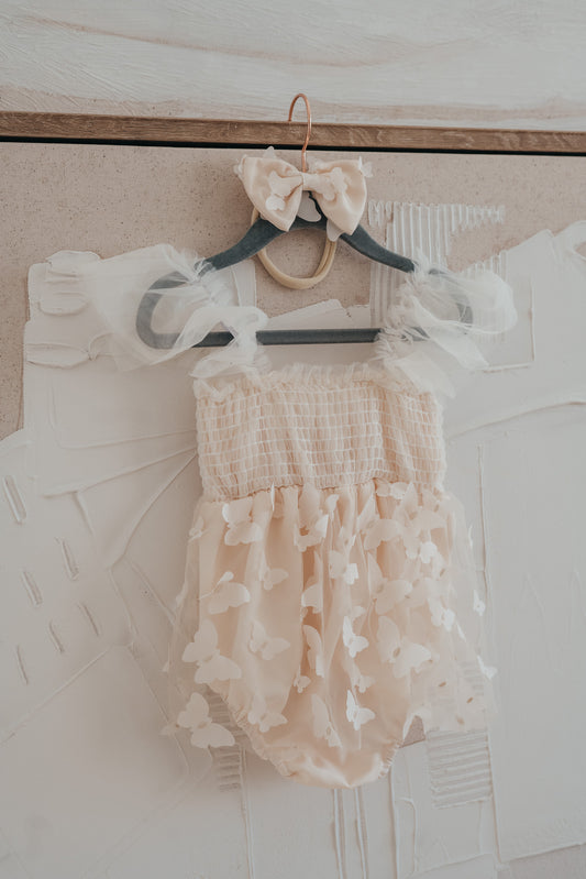 Kids 3-D Butterfly Mesh Romper