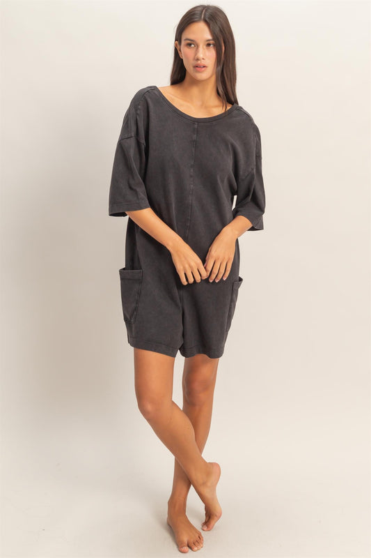 Mineral Wash V Back Romper