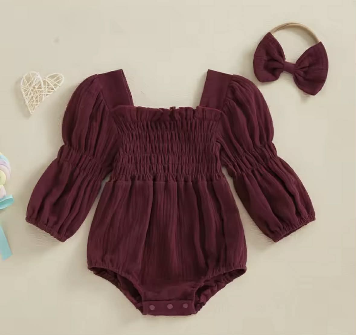 Kids Solid Color Bubble Romper