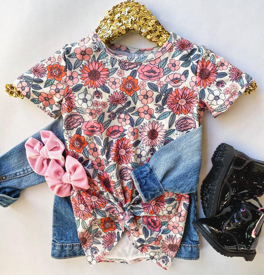 Kids Buttery Soft Floral T-Shirt Dress