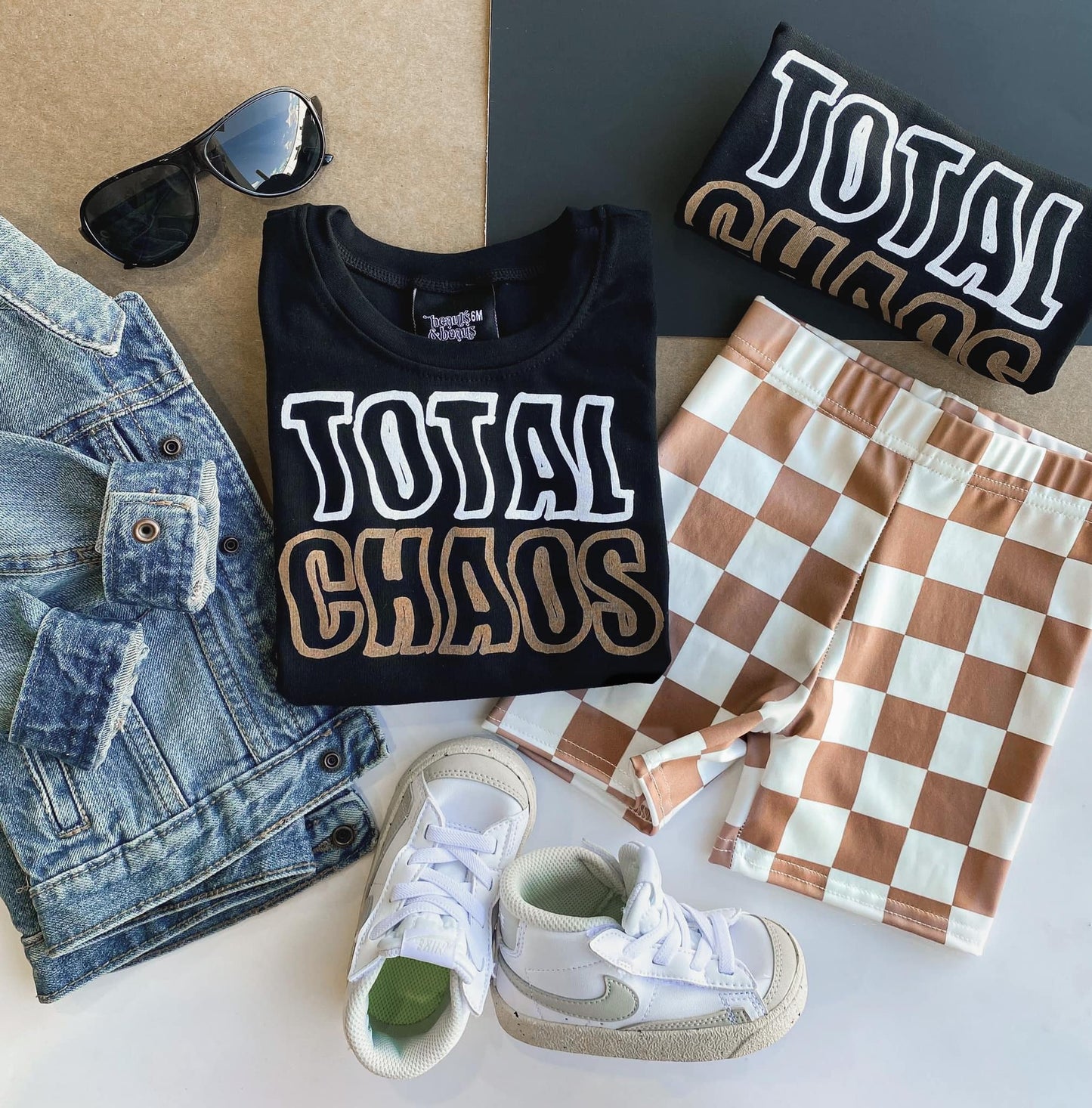 Kids Checkered Biker Shorts