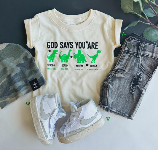 Kids God Says Dino Graphic Tee