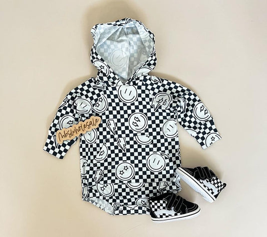 Kids Checkered Hooded Bubble Romper