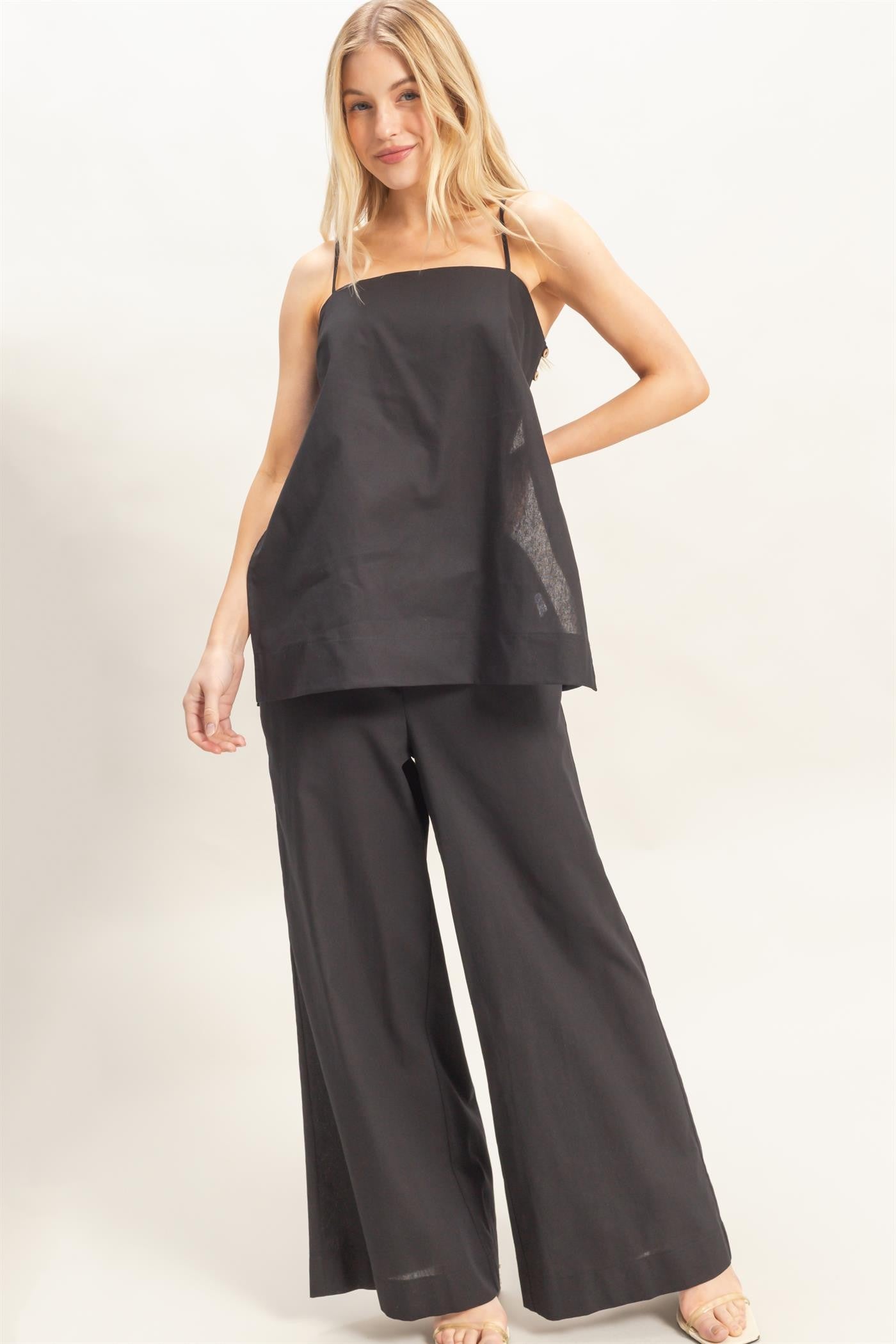 Spaghetti Top and Wide Leg Pant Set