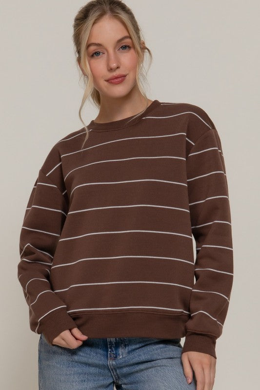Stripe Fleece Sweatshirt