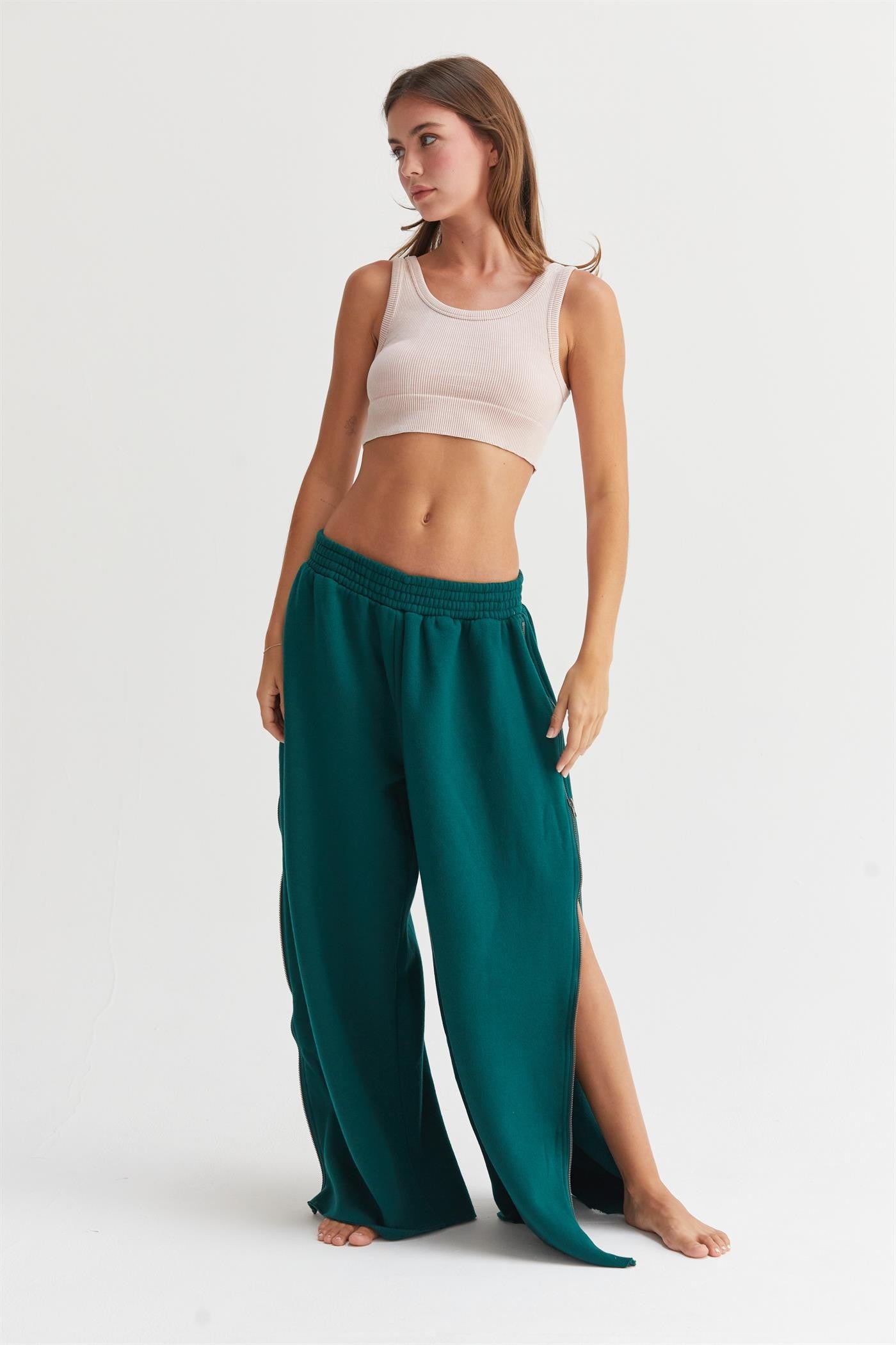 Wide Leg Zipper Sweatpant