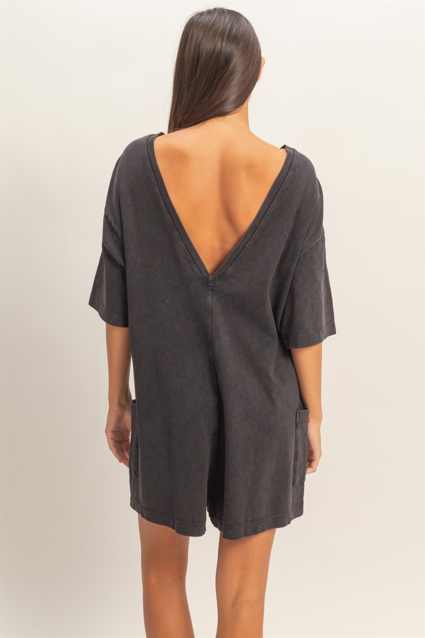 Mineral Wash V Back Romper