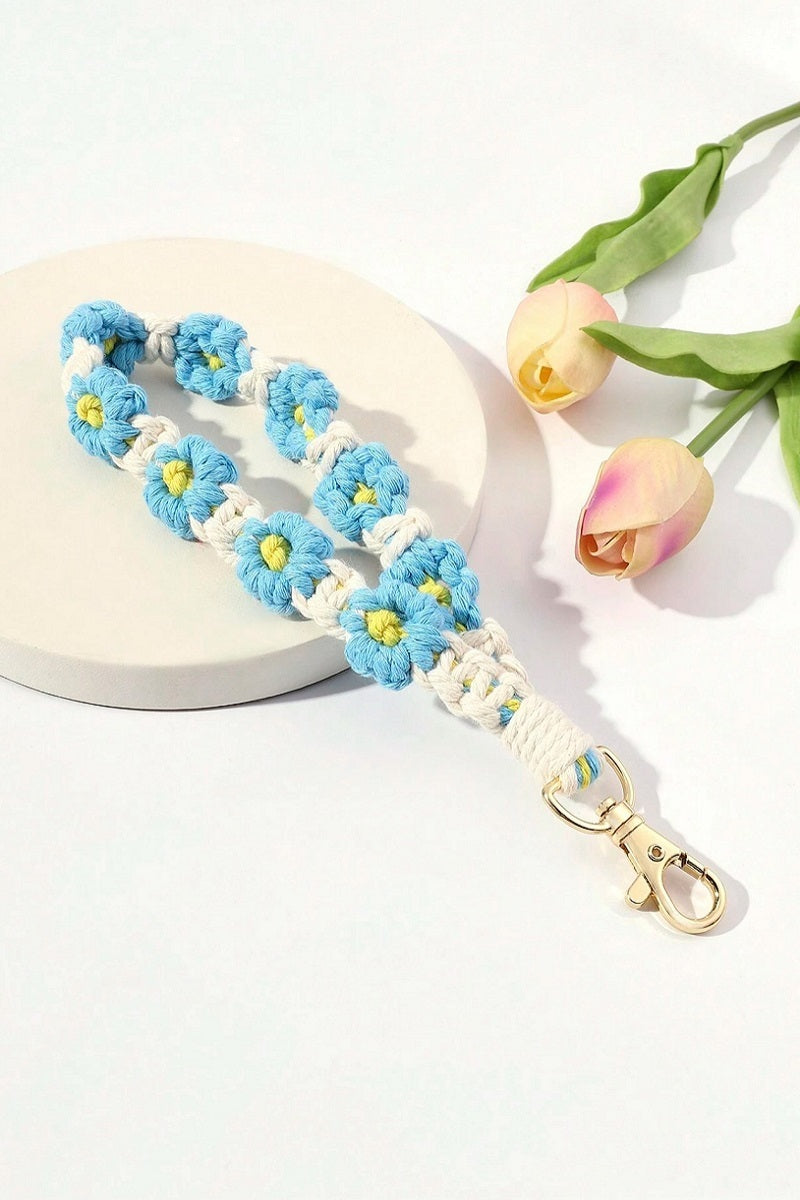 Flower Macrame Wristlet Keychain