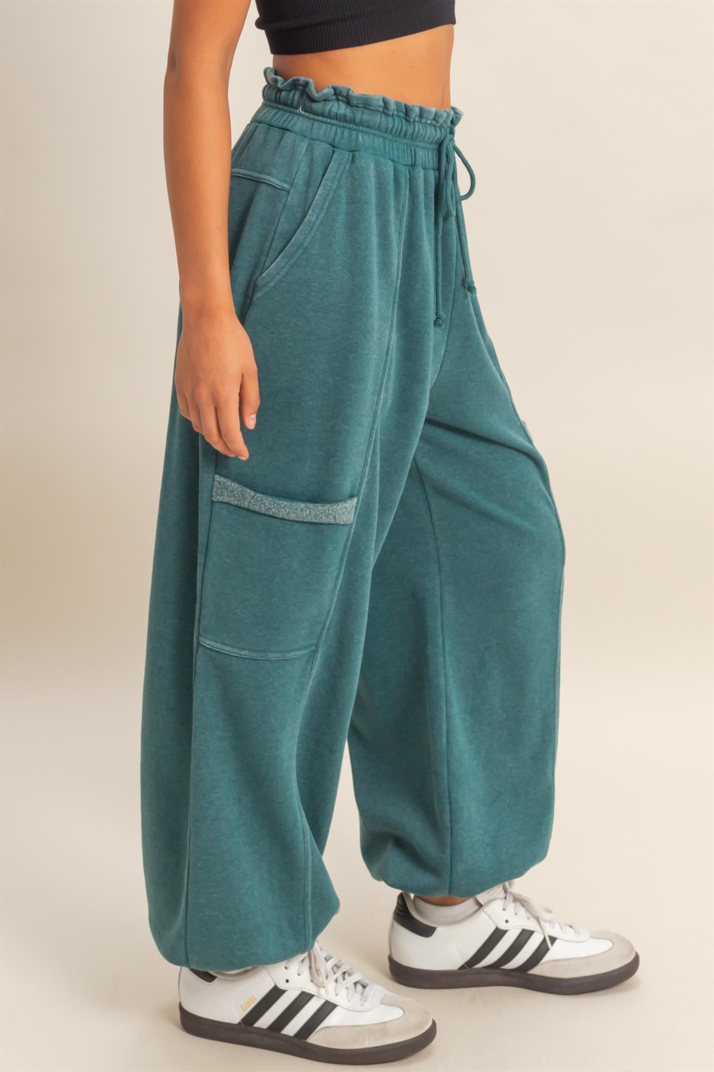 Ruffle Waist Jogger Sweatpants