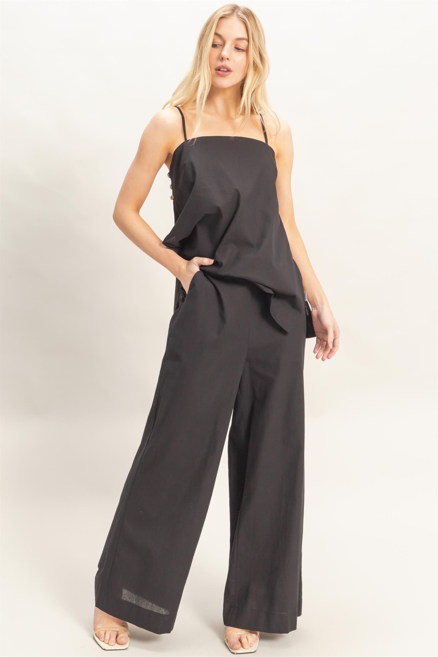 Spaghetti Top and Wide Leg Pant Set