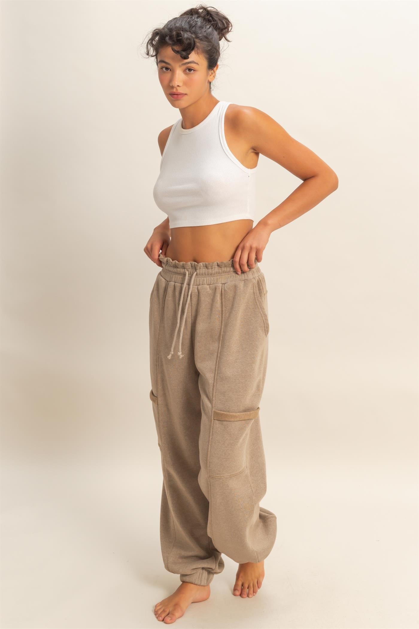 Ruffle Waist Jogger Sweatpants