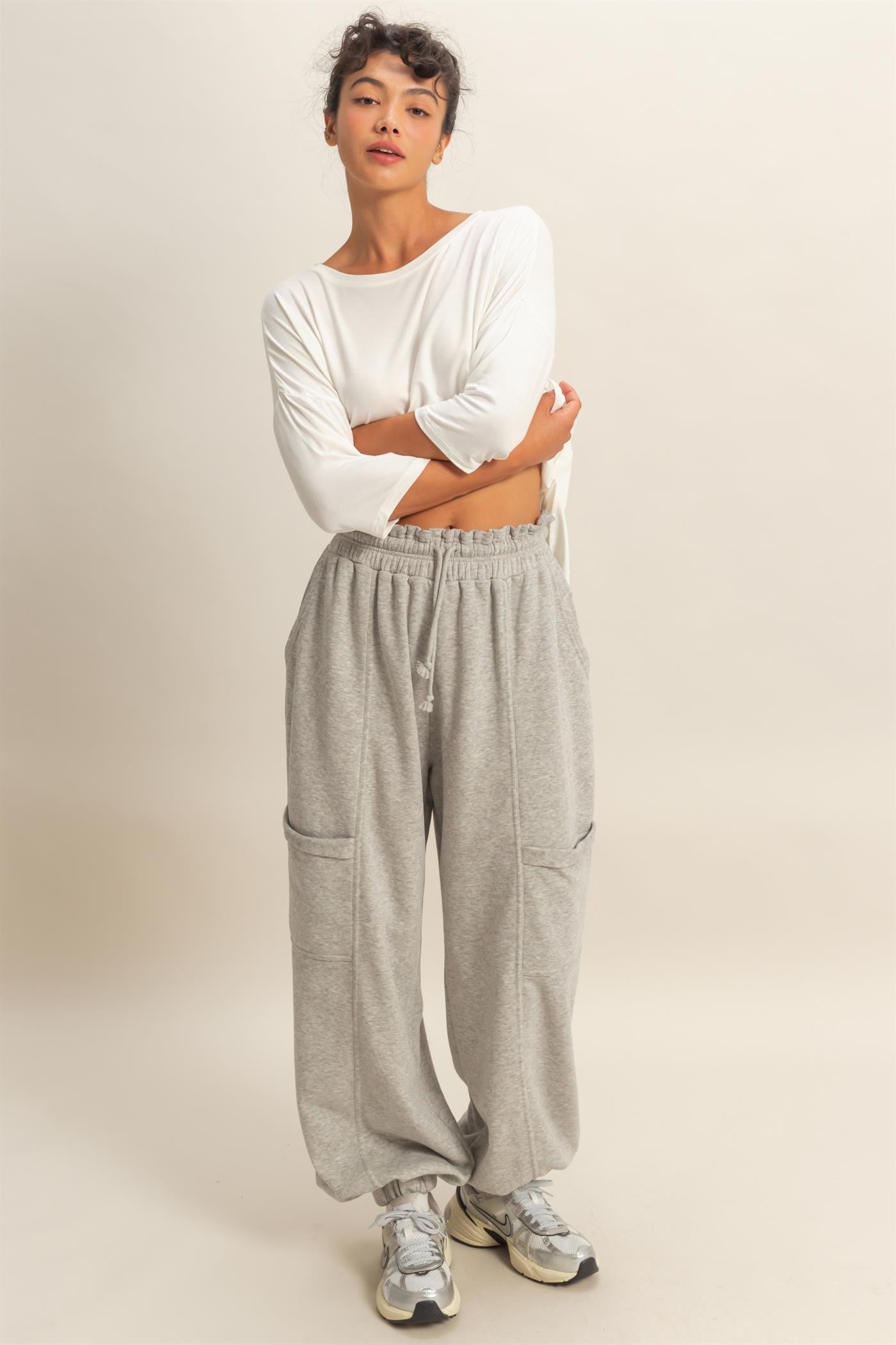 Ruffle Waist Jogger Sweatpants