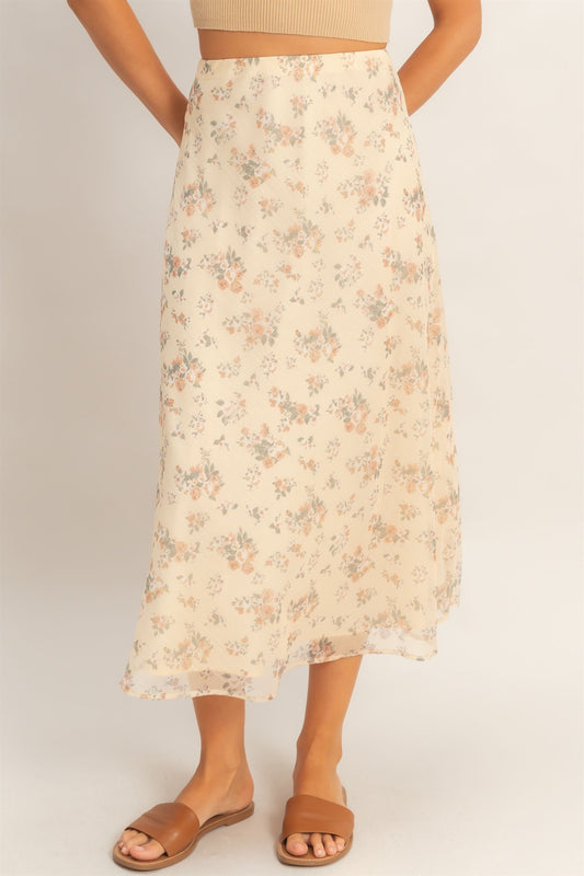 Floral Print Midi Skirt