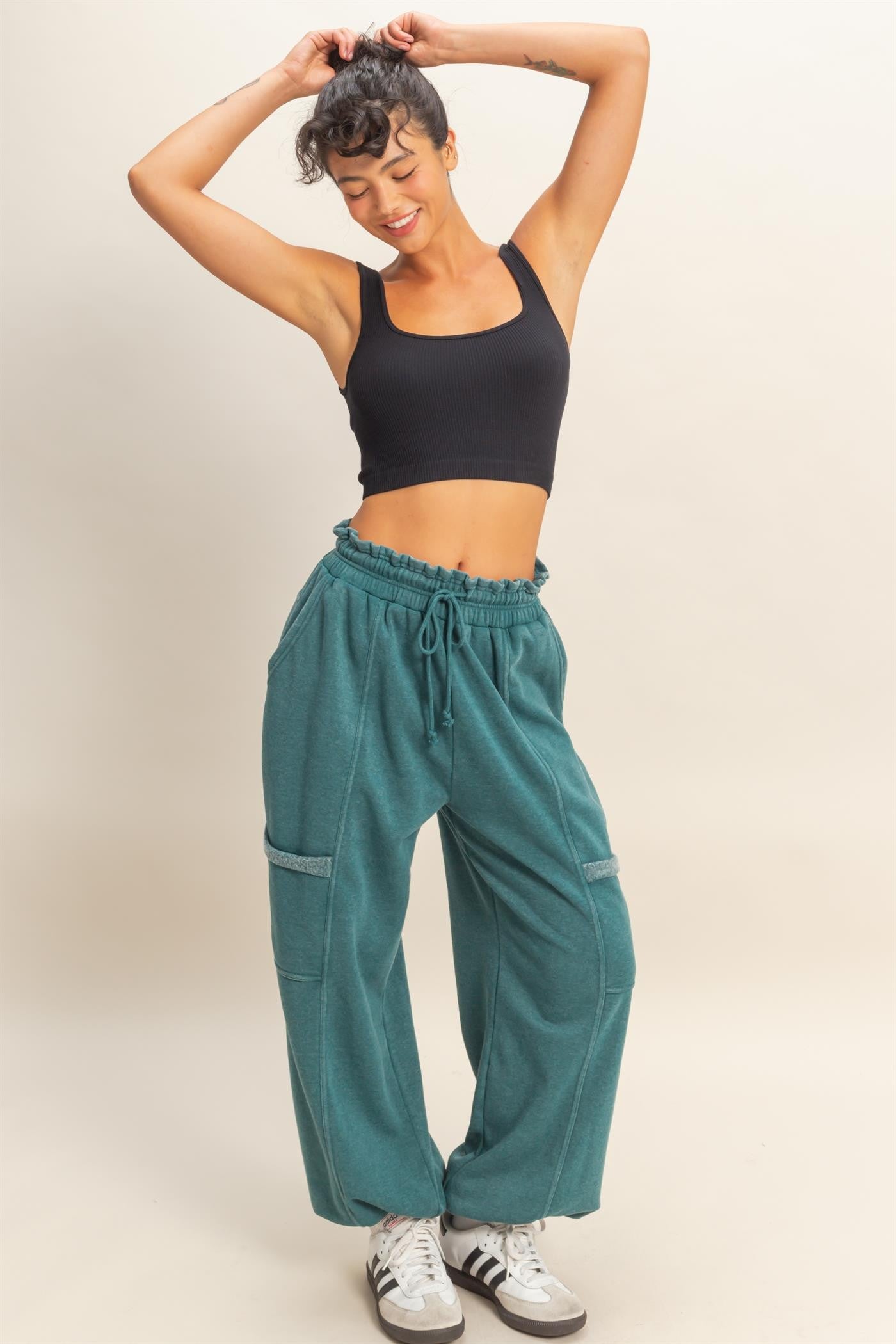 Ruffle Waist Jogger Sweatpants