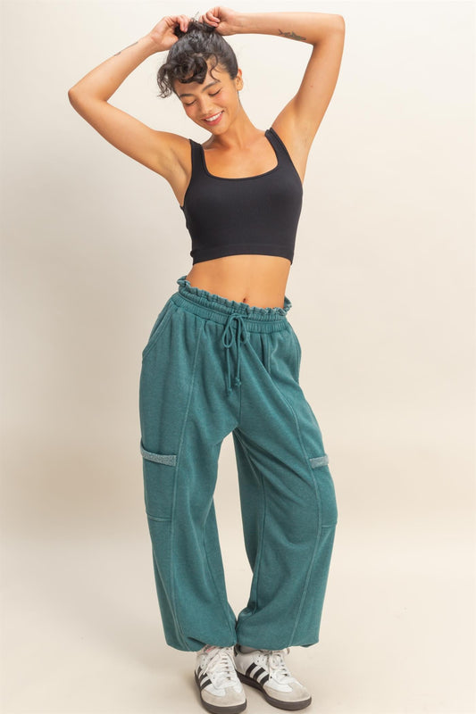 Ruffle Waist Jogger Sweatpants