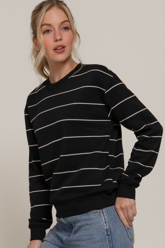 Stripe Fleece Sweatshirt