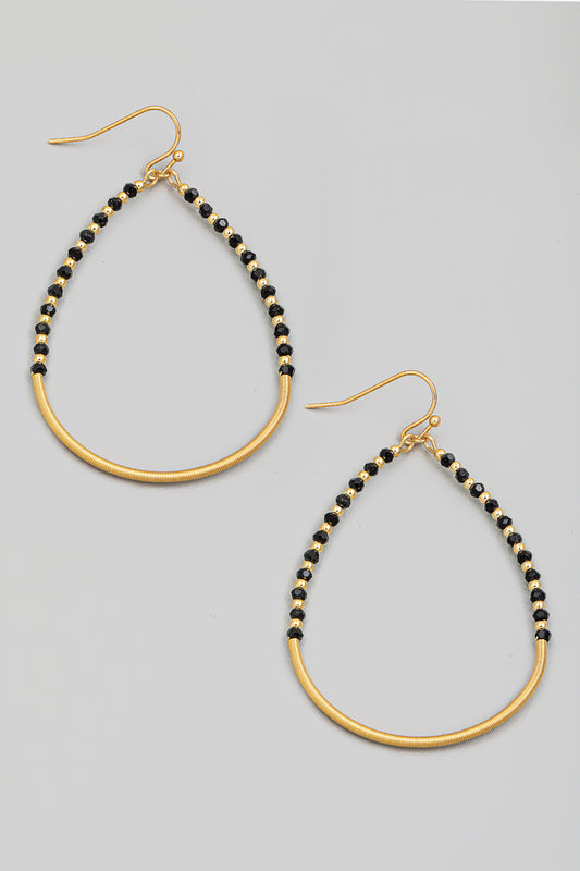 Beaded Thin Teardrop Cutout Earrings