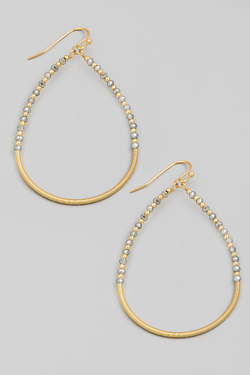 Beaded Thin Teardrop Cutout Earrings