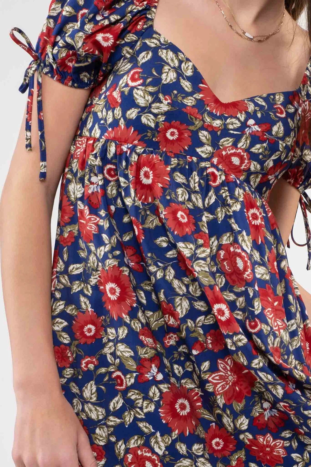Floral Sweetheart Neck Dress