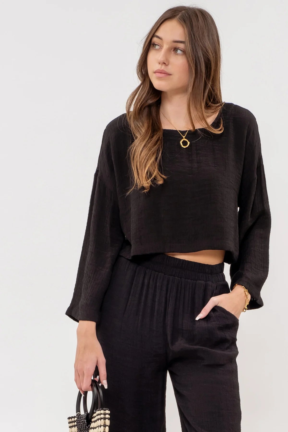 Extended Shoulder Cropped Top