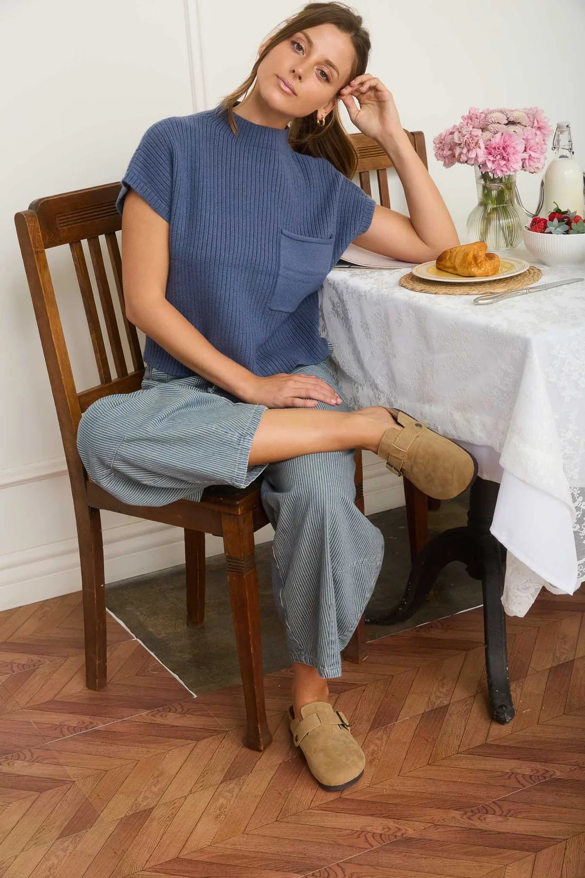 Mock Neck Pocket Detail Sweater