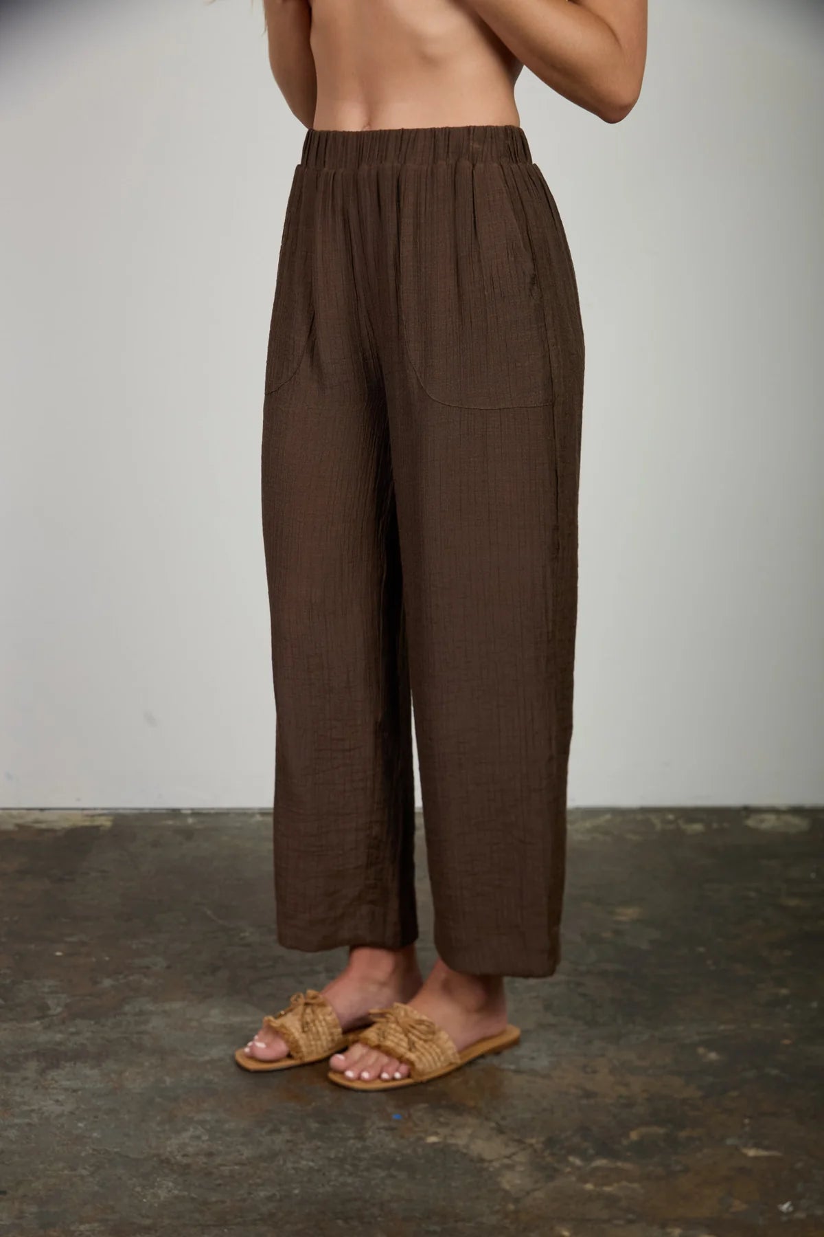 High Waist Texture Cropped Pant