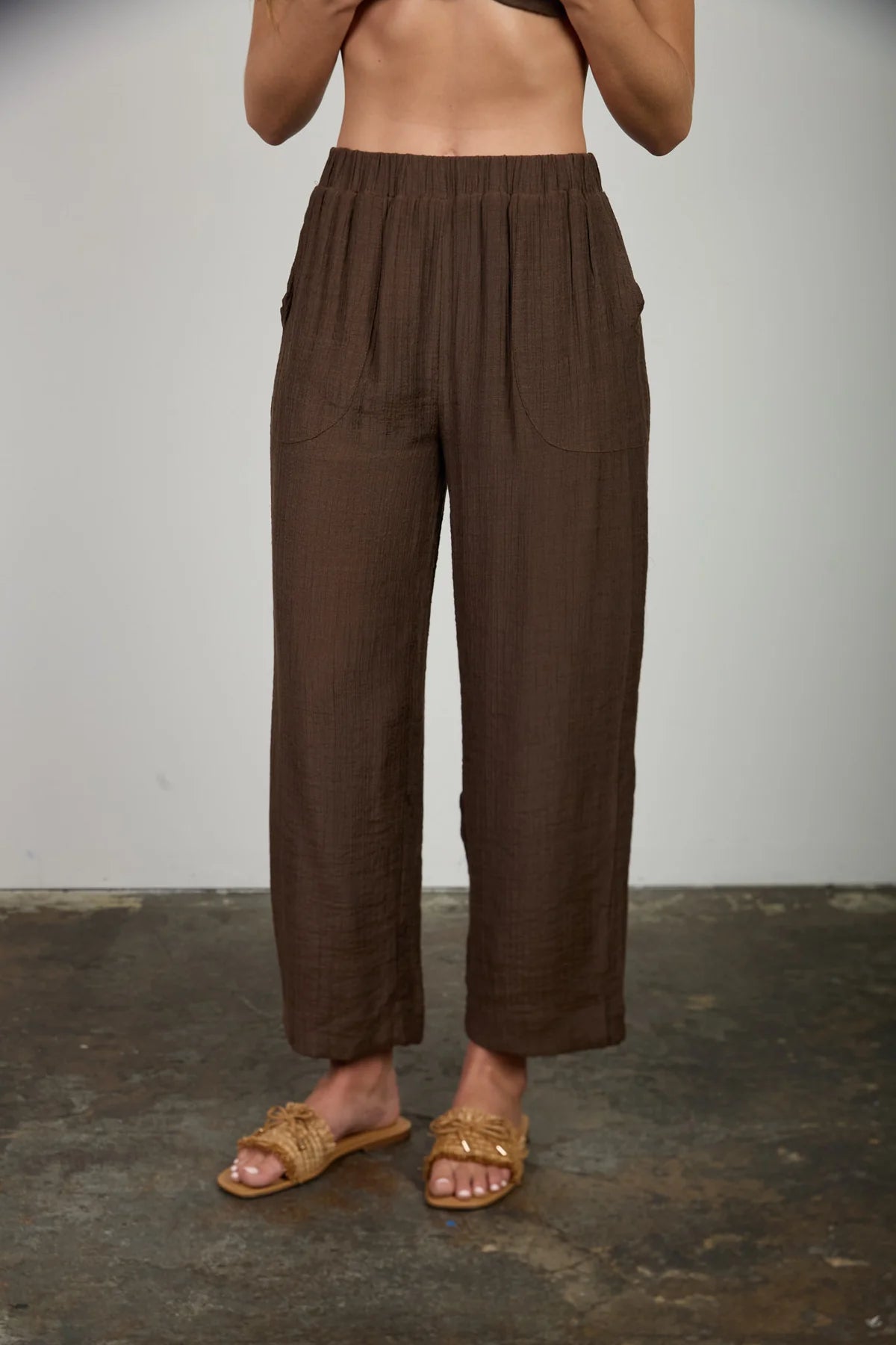 High Waist Texture Cropped Pant