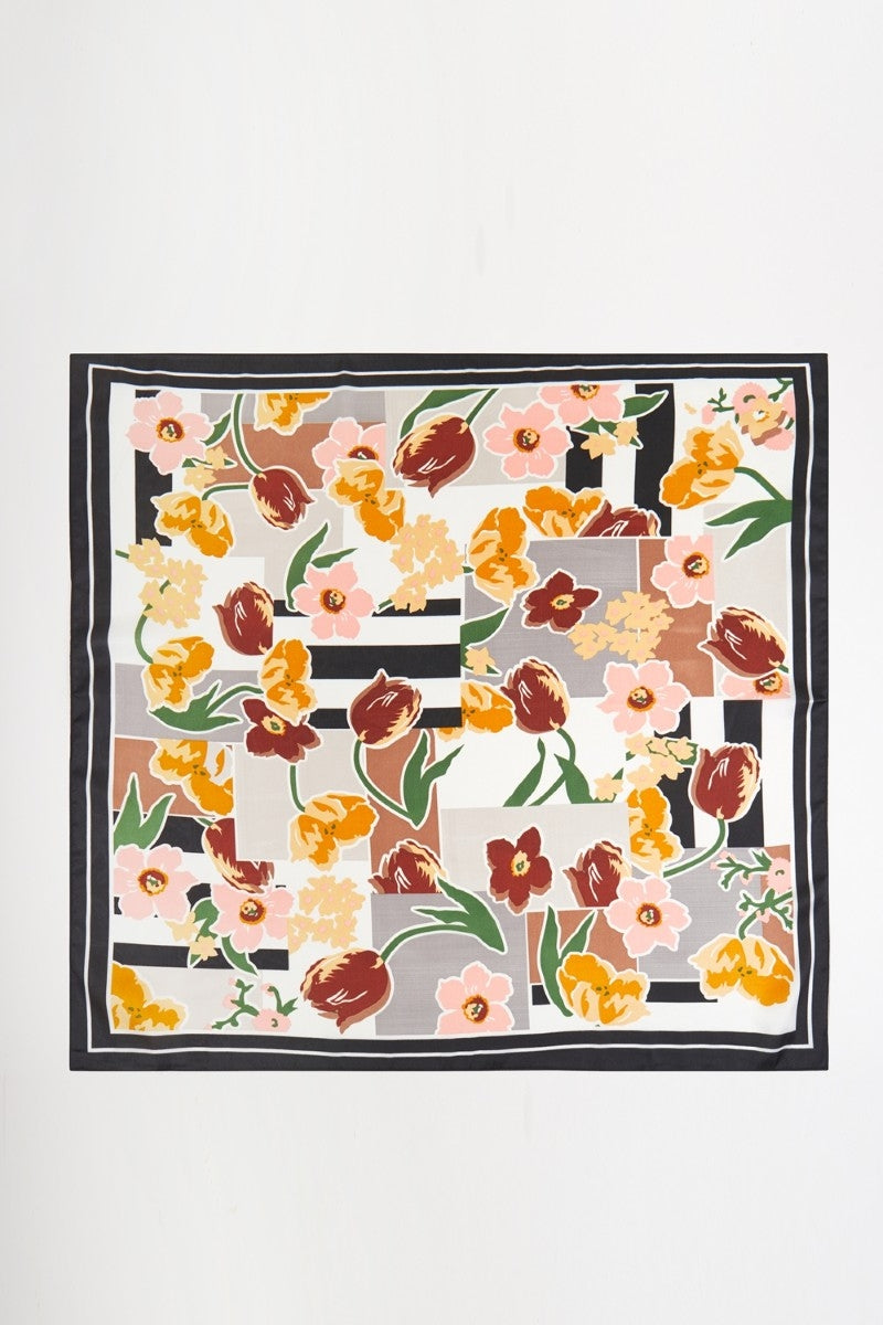 Abstract Floral Print Bandana Scarf